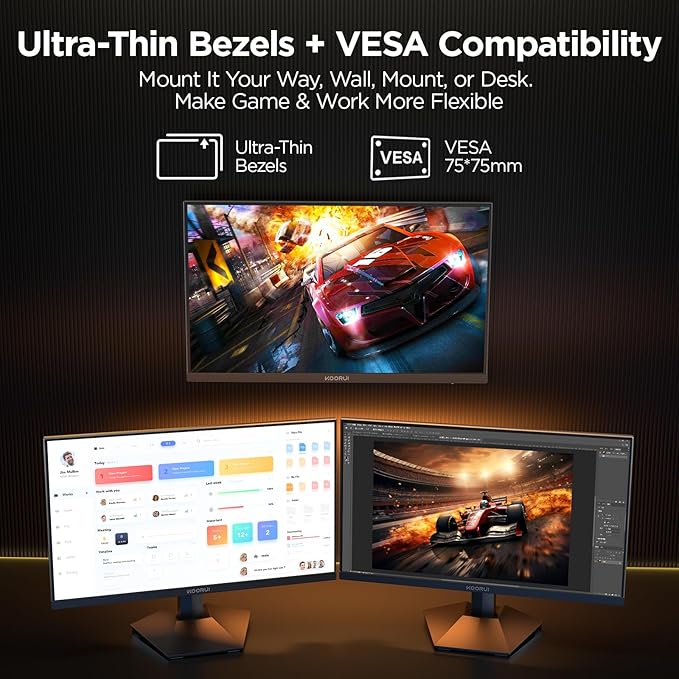 KOORUI 27 inch Gaming Monitor, 240Hz Monitor, 1ms FHD 1080p, Adaptive Sync, 90% DCI-P3 HDMI 2.0/DP 1.4, Xbox PS5 Switch Ready, VESA, Tilt, Black, GN02
