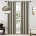 ChrisDowa 100% Blackout Sand Solid Curtains 90 Inches Long 2 Panels for Bedroom Living Room,Farmhouse Room Darkening Thermal Insulated Soundproof Grommet Top Window Treatment Drapes,52x90