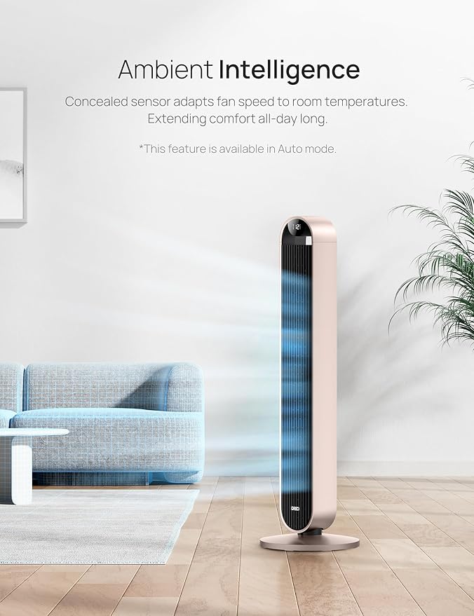 Dreo Smart Tower Fan Voice Control, 120° Oscillating Fan Works with Alexa/Google/App/Remote, 42 Inch, 25dB Quiet DC Bladeless Fan for Bedroom,12 Speeds, Floor Fan for Home, Office, Pilot Max S