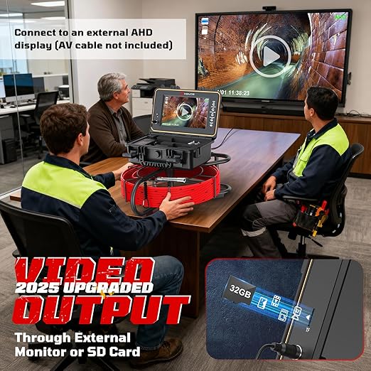 HBUDS Sewer Camera with 512Hz Sonde, Self Leveling 165ft Drain Camera with Meter Counter, 7mm Cable, 9" HD Screen 1080P Plumbing Cameras Snake with Light, 5100mAh Battery Pipe Inspection DVR 32GB