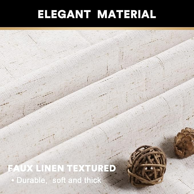 PrinceDeco Blackout Curtains 108 Inches Long Solid Thermal Insulated with White Liner Full Blackout Soundproof Window Treatment Drapes for Bedroom Living Room, 52" Wide Per Panel, Set of 2,Ivory