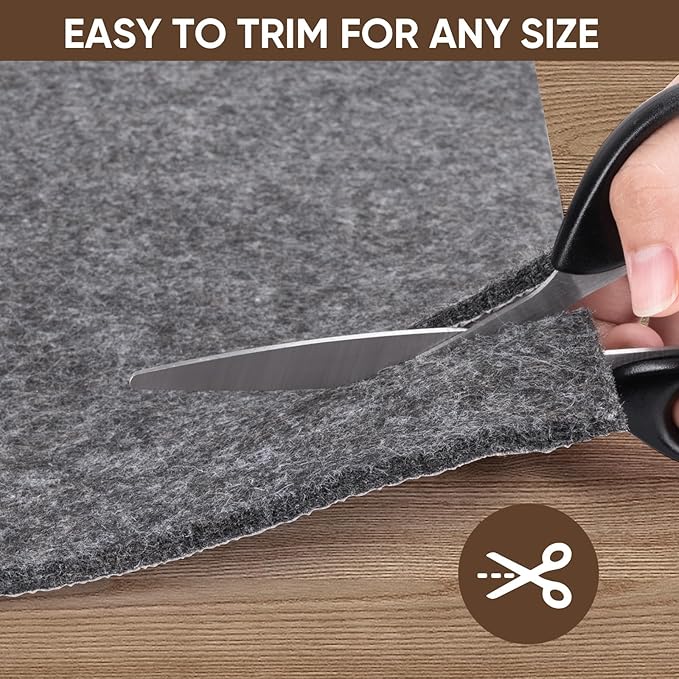 BALEINE Felt Non Slip Rug Pads, Extra Large 1/4" Thick Felt and Rubber Backing, Shock Absorbing Carpet Pad for All Carpets and Hardwood Floors (9x12 Ft)