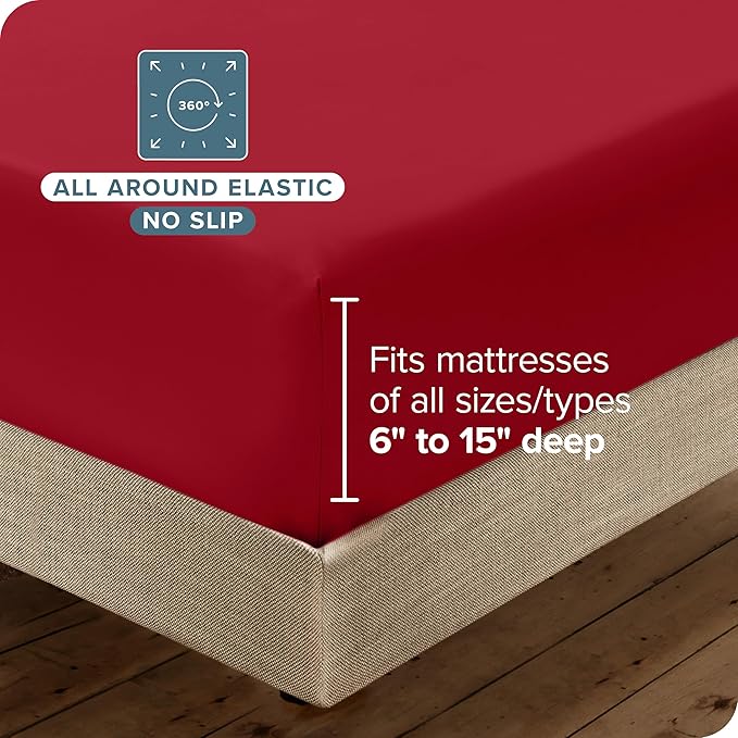 Bare Home Hotel Luxury King Sheet Set, Extra Soft - 6 Piece Set - Deep Pockets - Easy Fit - Cooling & Breathable - Wrinkle, Fade, Stain Resistant - Includes 4 Pillowcases (King, Red)