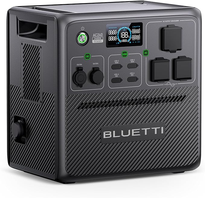 BLUETTI Pioneer 150 (AC240) Portable Power Station, 1536Wh Expandable to 10136Wh, 2400W LFP Battery, IP65 Water Resistant Solar Generator, 0-80% in 45 Min, Emergency Power for Camping, Home, RV Life