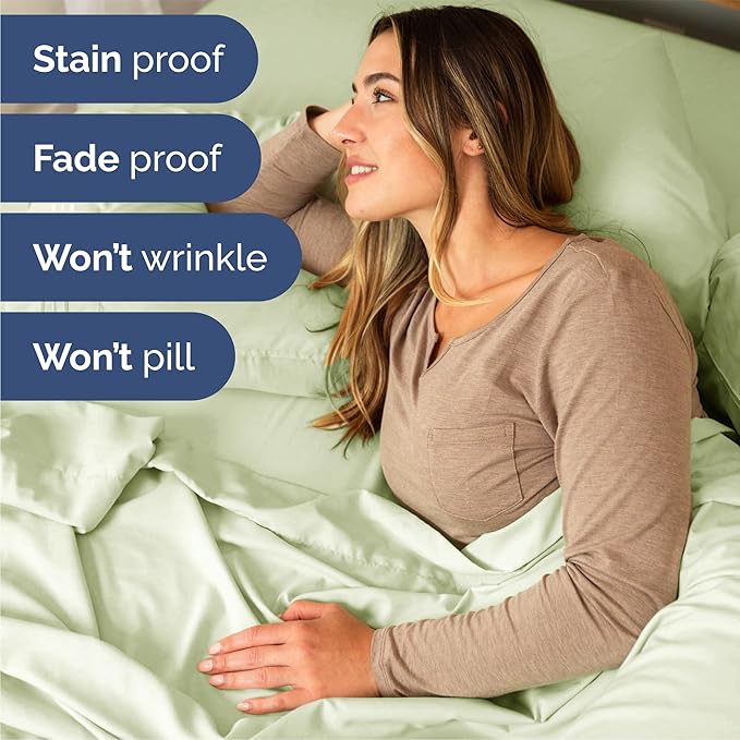 Queen 6 Piece Sheet Set - Cooling, Comfy & Breathable - Hotel Luxury Bedding, Includes Fitted Sheet for Women, Men, Kids & Teens - 1 Flat, 1 Fitted Sheet, 4 Pillowcases with Deep Pockets - Light Sage