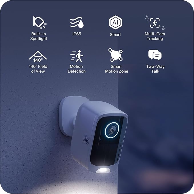 Safemo 4K Security Cameras Wireless Outdoor/Indoor, Battery Cameras for Home Security, No Monthly Fees, 32G Local Storage, Advanced AI, Color Night Vision, 2-Way Audio, Waterproof, 2.4Ghz WiFi