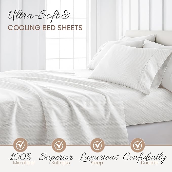 Linen Market Double-Brushed Patterned Microfiber Twin Sheet Set 3 Piece – Oeko-TEX Certified Ultra Soft & Wrinkle-Free - 16" Deep Pocket Sheets - Easy Care Twin Size - Stippled Light Gray