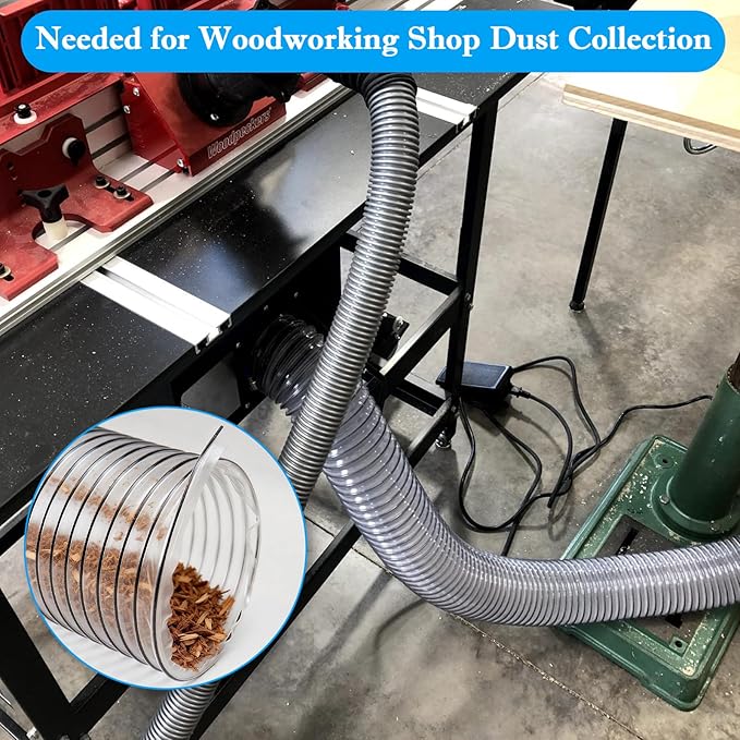 6" x 20' PVC Dust Collection Hose,6 Inch Dust Collector Vacuum Hose for Woodworking Dust Collection Systems, Dust Collection Tube Flexible Clear PVC Fume Debris Collection Hose w/Carbon Steel Wire
