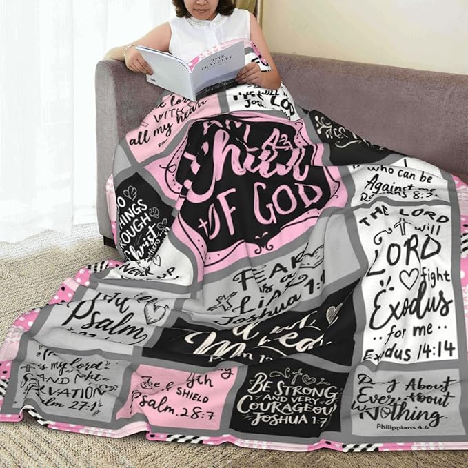 Christian Gift for Women, Inspirational Throw Blanket for Couch, Soft Lightweight Flannel Blanket, 30"x 40" Thoughts and Prayers Blankets for Bedroom Sofa Living Room Decoration