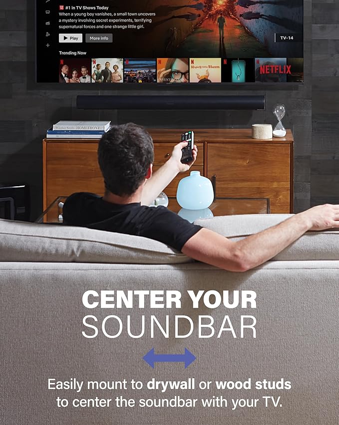 SANUS Extendable Soundbar Wall Mount for Sonos Arc & Sonos Arc Ultra Soundbar – 5” Depth Adjustment Optimized for Dolby Atmos - Black Speaker Mount
