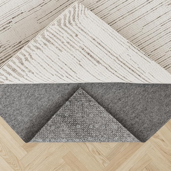 Felt Rug Pad with Gripper Dots, 5x7 Ft Non-Slip Rug Underpad with PVC Backing, 1/6" Thick Cushioned Carpet Pad Gripper for Hardwood Floors, Vinyl & Tile, Under Rug Padding Floor Protection