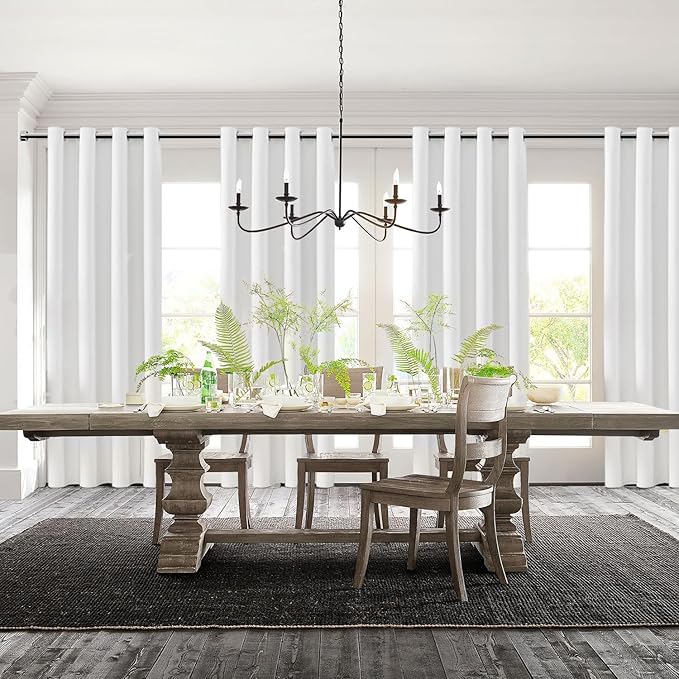 ChrisDowa 100% Blackout Pure White Solid Curtains 90 Inches Long 2 Panels for Bedroom Living Room,Farmhouse Room Darkening Thermal Insulated Soundproof Grommet Top Window Treatment Drapes,52x90