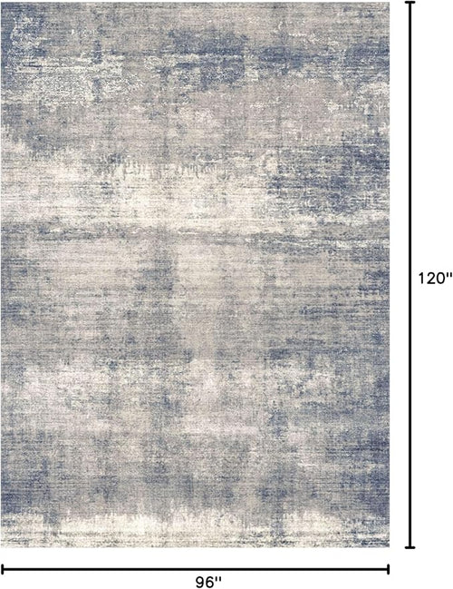 8x10 Area Rugs for Living Room, Non-Slip Backing Washable Rug 8x10, Large Area Rug Soft Carpet for Bedroom Dining Room, Neutral Modern, Easy Clean, Durable, Grey/Navy