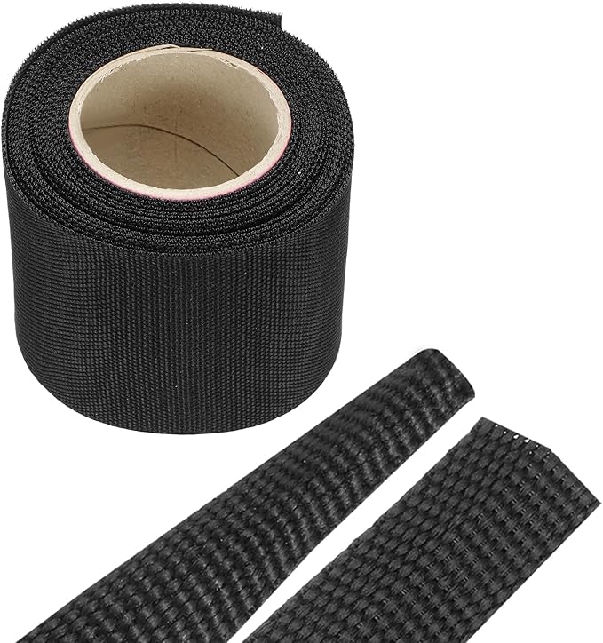 MECCANIXITY Braided Cable Sleeves Heat Shrinkable Fabric Sleeving, 2" 16ft Black 2:1 Ratio Heat Shrinkable Cord Protector for Harness Cable, Network Cable Protection, Cable Management