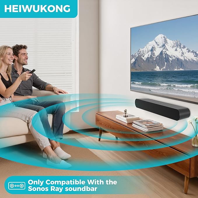 HEIWUKONG Ray Mount Compatible with Sonos Ray Wall Mount, Heavy Duty Rays TV Mount, Hidden Floating Design Soundbar Wall Bracket for Under/Above TV, Black