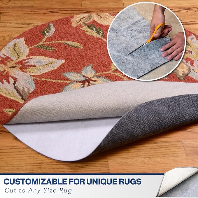 3' x 10' Non-Slip Rug Pad, Reversible Gripper, Non Skid Pads for Hardwood, Vinyl, Tile, Laminate Floors, Keep Area Rugs Secure, Natural Materials Safe for Indoor Flooring, ¼” Thick