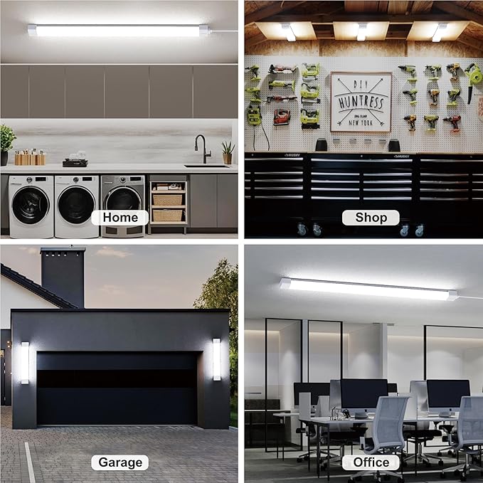 ONIDEK Under Cabinet Lights with Plug. 3000K-6500K Dimming and Color. with Wireless Control Panel and Remote Control.15W 1500LM for Garage, Kitchen, Bathroom, Closet, Office (16 inch-2pcs)