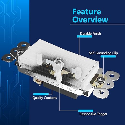 LIDER Brushed White Minimalist Design Decorator Switch with Screwless Wall Plate, Frameless Wall Light Switch, On/Off Rocker Switch, Single Pole, Residential Grade, 3 Wire, 15A 120-277VAC, 5 Pack