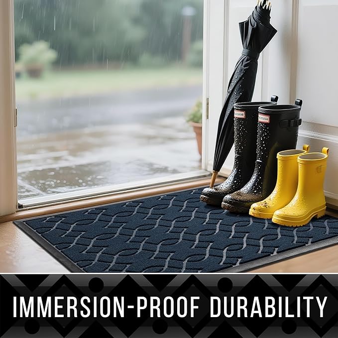 Yimobra Extra Large Door Mat 60x36, All-Season Waterproof Doormat Outdoor Entrance, Heavy Duty Non-Slip Outside Door Mat for Garage Patio Proch Entryway Indoor, Easy Clean, Blue