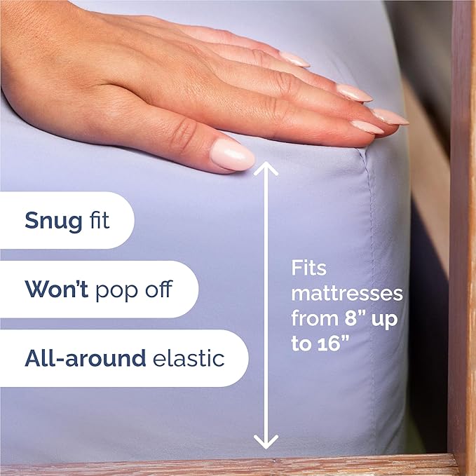 Split King 7 Piece Sheet Set - Cooling & Breathable - Hotel Luxury Bedding, Includes Fitted Sheets for Women, Men, Kids & Teens - 1 Flat, 2 Fitted Sheets, 4 Pillowcases with Deep Pockets - Lavender