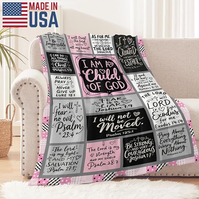 Christian Gift for Women, Inspirational Throw Blanket for Couch, Soft Lightweight Flannel Blanket, 30"x 40" Thoughts and Prayers Blankets for Bedroom Sofa Living Room Decoration