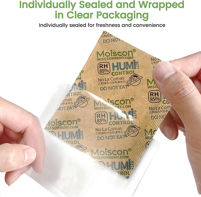 Wisesorb 85% RH 15 Pack 8 Gram Two-Way Humidity Control Packs for Wooden Musical Instruments, Size 8 Moisture Control Packets for Bagpipe Reeds, Saxophone Reeds Individually Wrapped