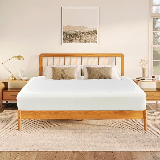 Biscaynebay Decorative Box Spring Cover Full & Full XL Size, Ivory Luxurious Jersey Knitting Stretchy Wrap Around 4 Sides Bed Skirt for Home/Hotels, Easy Fit Wrinkle Free Machine Washable