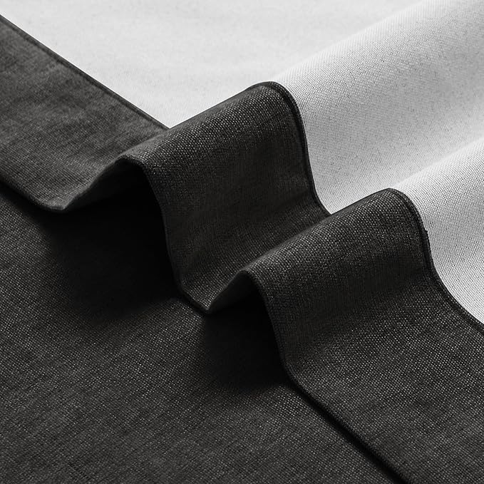 Macochico 100% Blackout Chenille Curtains for Sliding Door Thermal Insulated Noise Reducing Drapery for Living Room Bedroom Hotel, Grommet Drapes with Tieback, Charcoal Grey, 120" Wx96 L 1 Panel