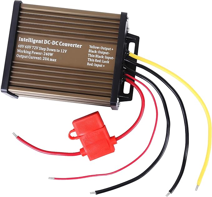 Pro Chaser DC-DC 72V 60V 48V Volt Voltage to 12V Step Down Voltage Reducer Regulator 180W 15A for Scooters & Bicycles Golf cart (20A 240W)