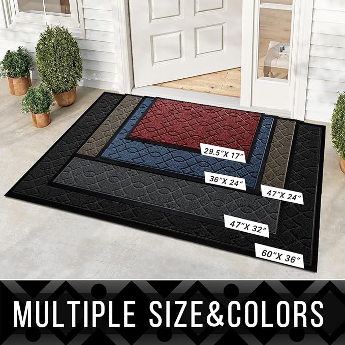 Yimobra Extra Large Door Mat 60x36, All-Season Waterproof Doormat Outdoor Entrance, Heavy Duty Non-Slip Outside Door Mat for Garage Patio Proch Entryway Indoor, Easy Clean, Brown
