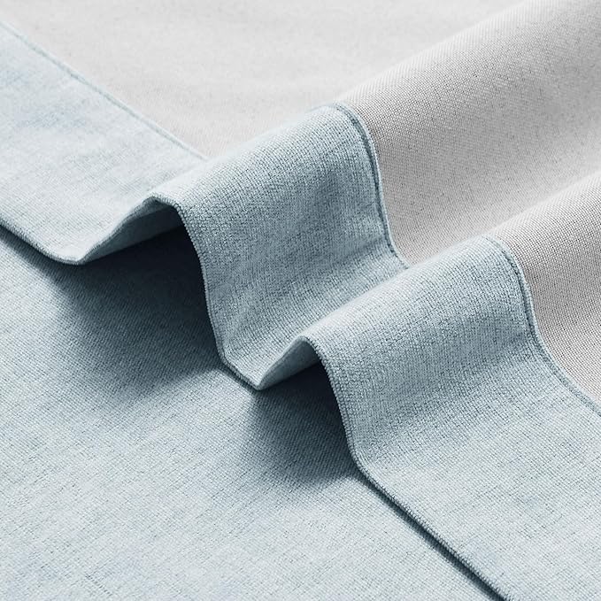 Macochico 100% Blackout Chenille Curtains 96 Inches Long for Hotel Nursery Noise Reducing Thermal Curtains for Bedroom Living Room Grommet Light Blue Curtains with Tieback 52" Wx96 L Classic 1 Panel