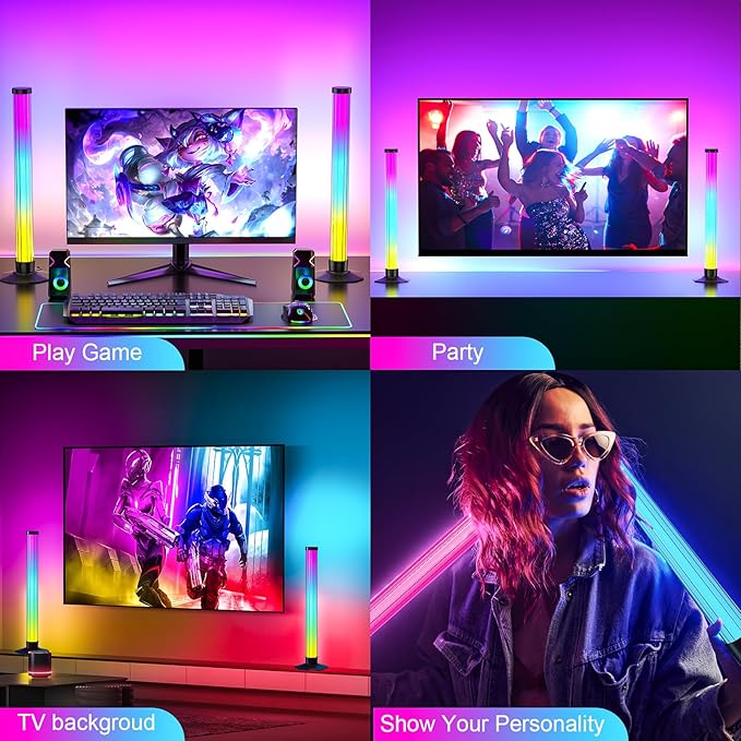360° Smart Light Bar, Crystal Ambient Mood Light with 16 Million Colors, 213 Preset & 8 Scene Modes, Music Sync, Sound Active, 3 Modes Control RGB & IC Colorful Backlight for TV/Monitor/Gaming/Room