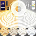COB LED Strip Light,CCT Dimmable Strips Light,2700K-6500K,65ft/20m,8mm Wide,CRI90+ 24V LED Strips Kit with Bluetooth APP Control/Music Mode,for Bedroom,Kitchen,DIY Lighting