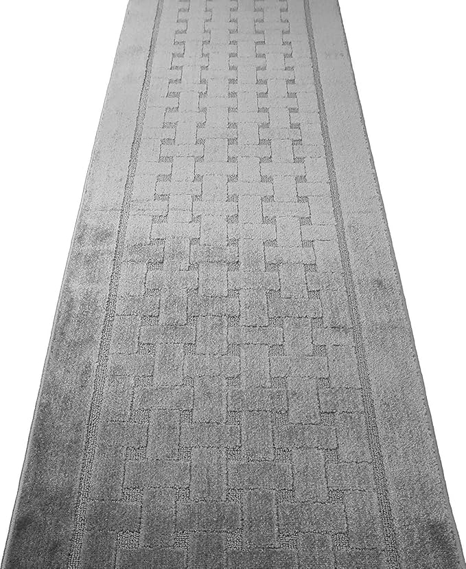 Non Slip Washable Carpet Runner Rug with Rubber Backing, Custom Floor Mat for Kitchen Hallway Stairs Bedroom Bathroom Entry, Grey, Your Choice of Length, 26 Inch X 28 feet