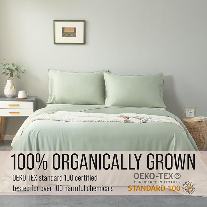 Bella Coterie Luxury Bamboo Viscose 34” Split Top King Size Sheet Set | 1 Fitted Sheet for Sleep Number & Adjustable Beds | 100% Organically Grown | Cooling & Soft | 18” Deep Pocket [Sea Glass]