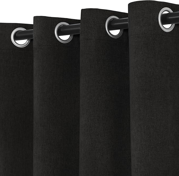 Macochico 100% Blackout Curtains Thermal Insulated Noise Reducing Chenille Curtain for Hotel Auditorium Bedroom Living Room Grommet Charcoal Grey Drapes with Tieback Classic 52" Wx84 L 1 Panel