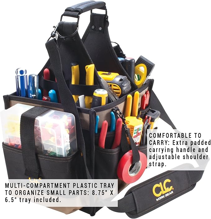 CLC Custom LeatherCraft 1528 Large Electrical and Maintenance Tool Carrier, Black