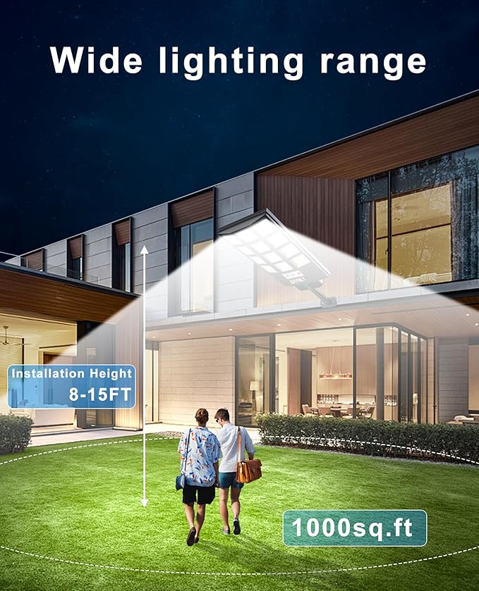 JAYNLT Solar Lights for Outside, 5 Lighting Modes Solar Flood Security Light with Motion Sensor & Dusk to Dawn&Remote, 6500K Street Lamps for Yard Garden,Shop - 2PACK