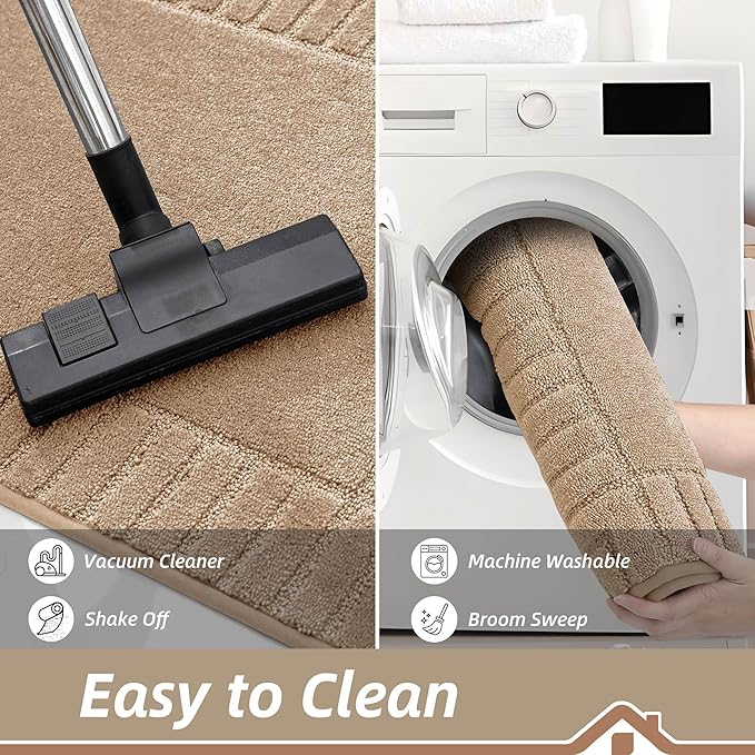 BEQHAUSE Door-Mat Non-Slip Front Doormat Low-Profile Entrance Mats for Front Door Entry Resist Dirt Washable Doormat Absorbent Entryway Door Mat,Taupe,36"x60"