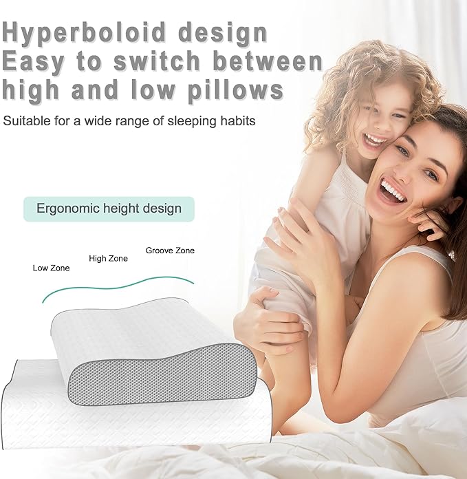 Cervical Pillow for Neck Pain Relief, Memory Foam Pillow, Ergonomic Adjustable Contour Bed Pillow for Side, Back & Stomach Sleepers (2, 22 * 13.7inch)