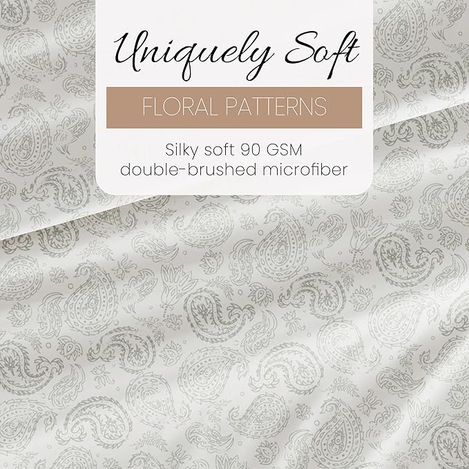 Linen Market 4 Piece California King Bedding Sheet Set (Gray Floral) - Sleep Better Than Ever with These Ultra-Soft & Cooling Bed Sheets for Your Cal King Size Bed - Deep Pocket Fits 16" Mattress