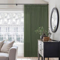 Olive Green Pinch Pleated Linen Curtains 92 Inches Long 2 Panels for Living Room Bedroom Semi Sheer Pinch Pleat Drapes with Hooks Rings Boho Farmhouse Light Filtering Window Curtain 40x92