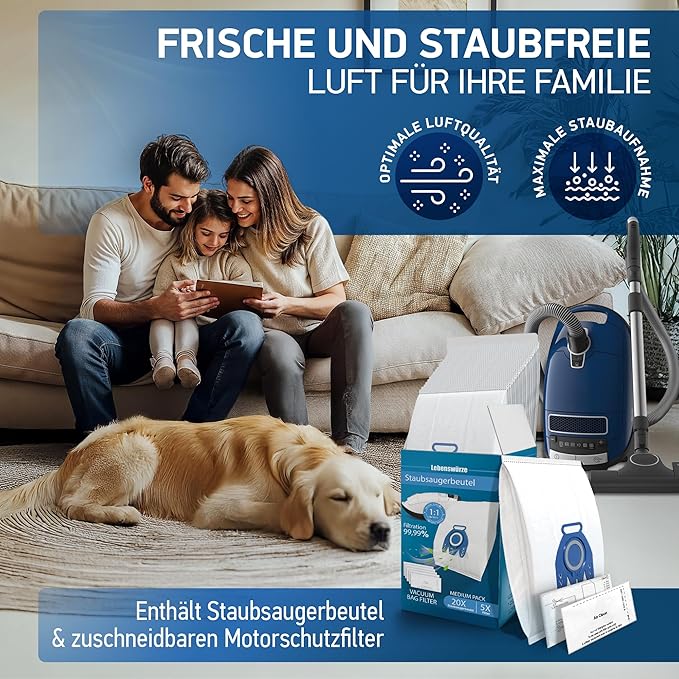 10 Pack 3D Airclean GN Vacuum Bags Compatible with Miele Classic C1, Complete C1, Complete C2, Complete C3, S2, S5, S8 Series Canister Vacuum Cleaner
