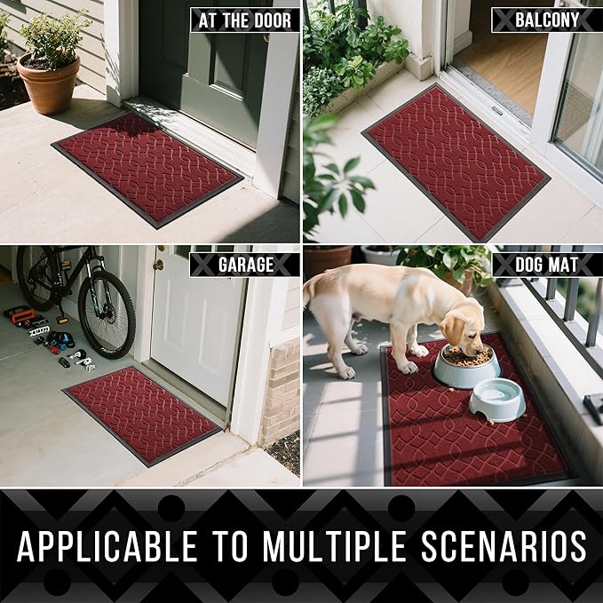 Yimobra Outdoor Runner Rug 72x24, All-Season Waterproof Doormat Outdoor Entrance, Heavy Duty Non-Slip Outside Commercial Grade Door Mat, Easy Clean, Red