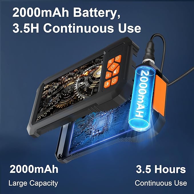 Endoscope Camera with Light 1920P HD Dual-Lens Borescope with 8 LED Lights, IP67 Waterproof Snake Sewer Tools 4.3" Inspection Camera,16.4ft Semi-Rigid Drain Endoscope
