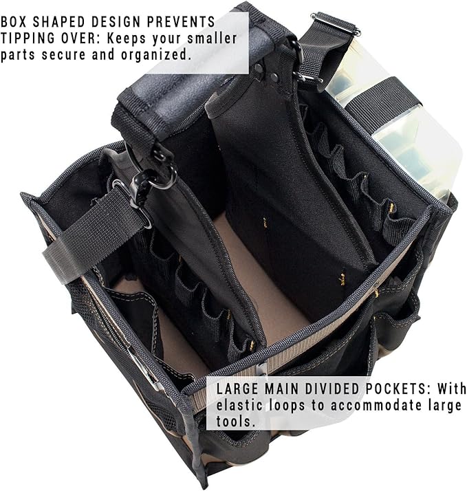 CLC Custom LeatherCraft 1528 Large Electrical and Maintenance Tool Carrier, Black