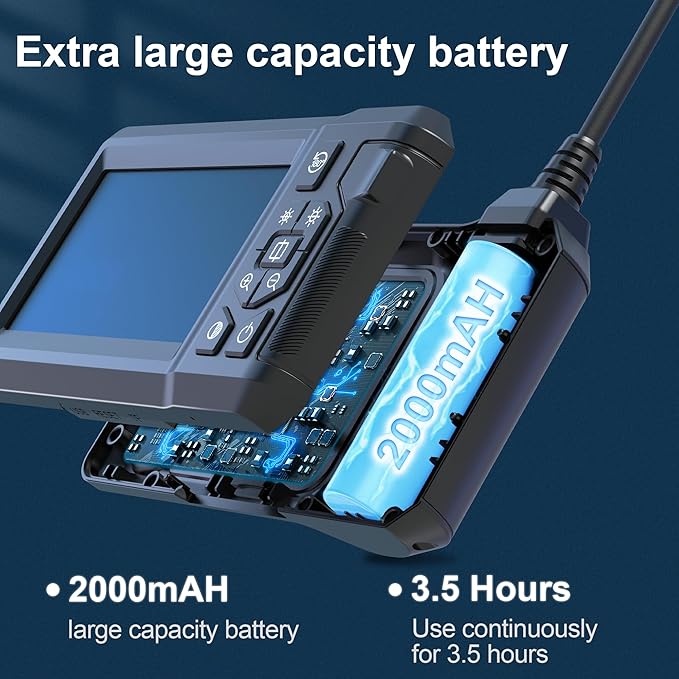 Endoscope Camera with Light, Borescope Camera with 4.3" IPS Screen, 1080P HD with 8 LED Lights, 16.4FT Semi-Rigid Cord Bore Scope,IP67 Waterproof Sewer Borescope,Gadgets for Men & Tools for Men