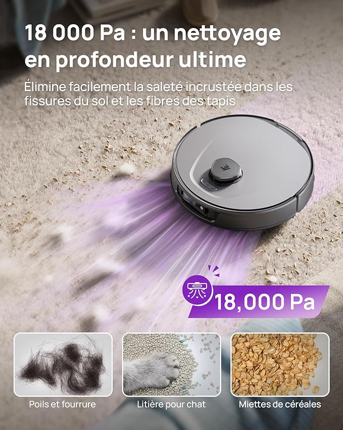 3i P10 Ultra Robot Vacuum and Mop Combo, Extendable Mop for Edges & Corners, 18000 Pa Suction Deep Cleaning, Auto Hot Mop Washing & Drying, Self-Emptying, Self-Refilling, AI Obstacle Avoidance