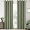 ChrisDowa 100% Blackout Linen Curtains, 2 Panels Set Thermal Insulated Room Darkening Curtains for Living Room, Privacy Grommet Window Curtains for Bedroom (Sage Green, 52 x 120 Inch)