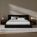 RECCI Cloud Upholstered Queen Bed Frame with Headboard, 5 Inch Foam Padded Platform, No Box Spring, Easy Assembly (Onyx Black)